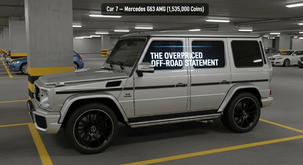 Car 7 — Mercedes G63 AMG (1,535,000 Coins) The Overpriced Off-Road Statement